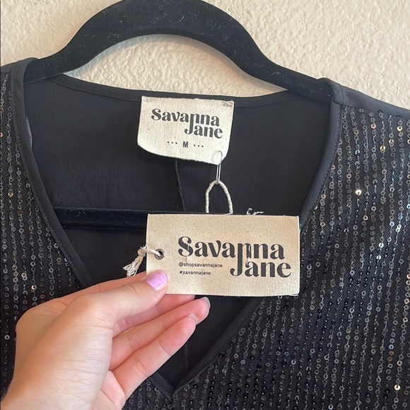 Savana Jane NYC Rooftop Party Top Black Sequin size medium - Picture 2 of 10